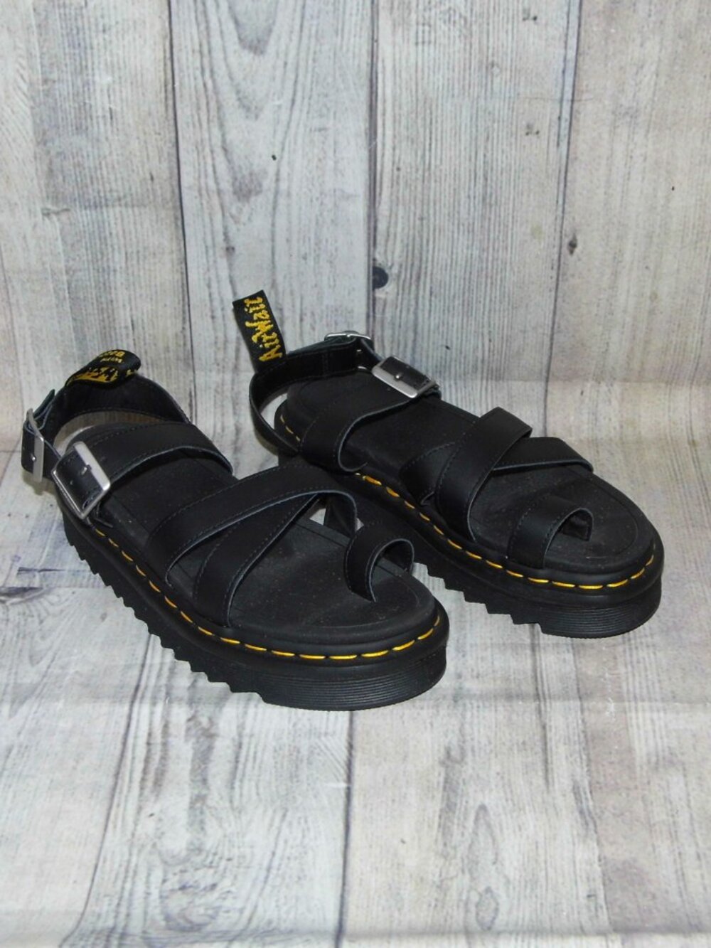 DR. MARTENS Avry Black Platform Sandals Womens Size 7